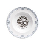 assiette creuse blanche et bleue