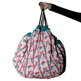 sac de tapis de jeu rose et bleu avec logo