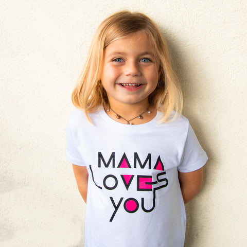 T-shirt Mama loves you blanc